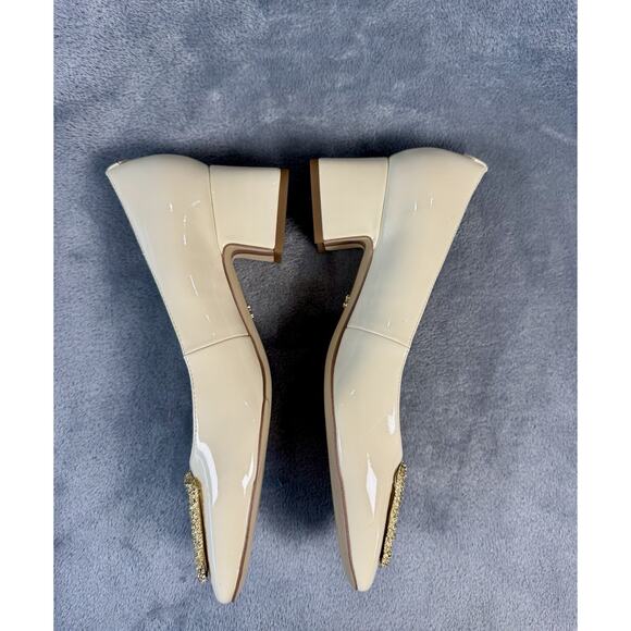 Sam Edelman Cream Patent Gold Buckle Pump Woman's Sz 8 EUC - Picture 5 of 9